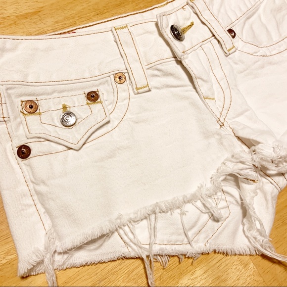 True Religion Joey Cut Off White Jean Shorts 26 - Picture 5 of 11